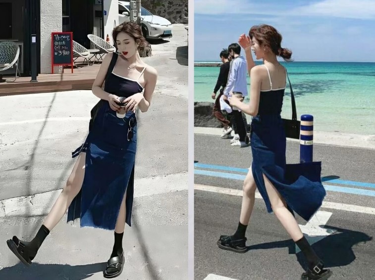 Chân váy xẻ tà Trung Quốc