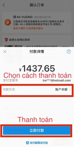 cách đặt hàng trên taobao về việt nam